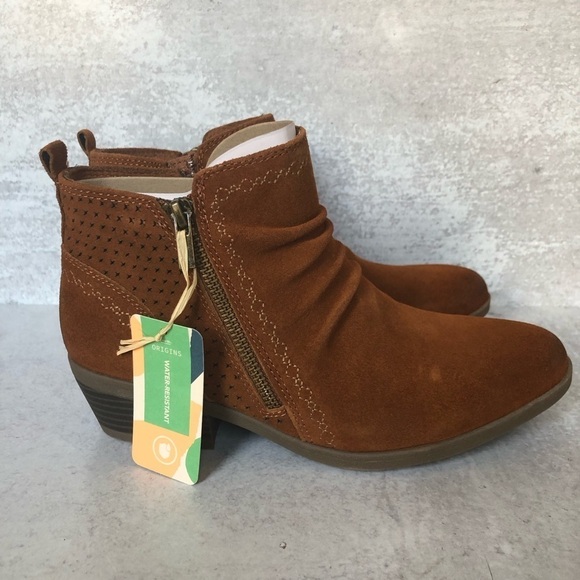 Earth Origins Ankle Boot Suede Leather Colette Cheryl Cognac Brown Size 8 - Picture 2 of 15